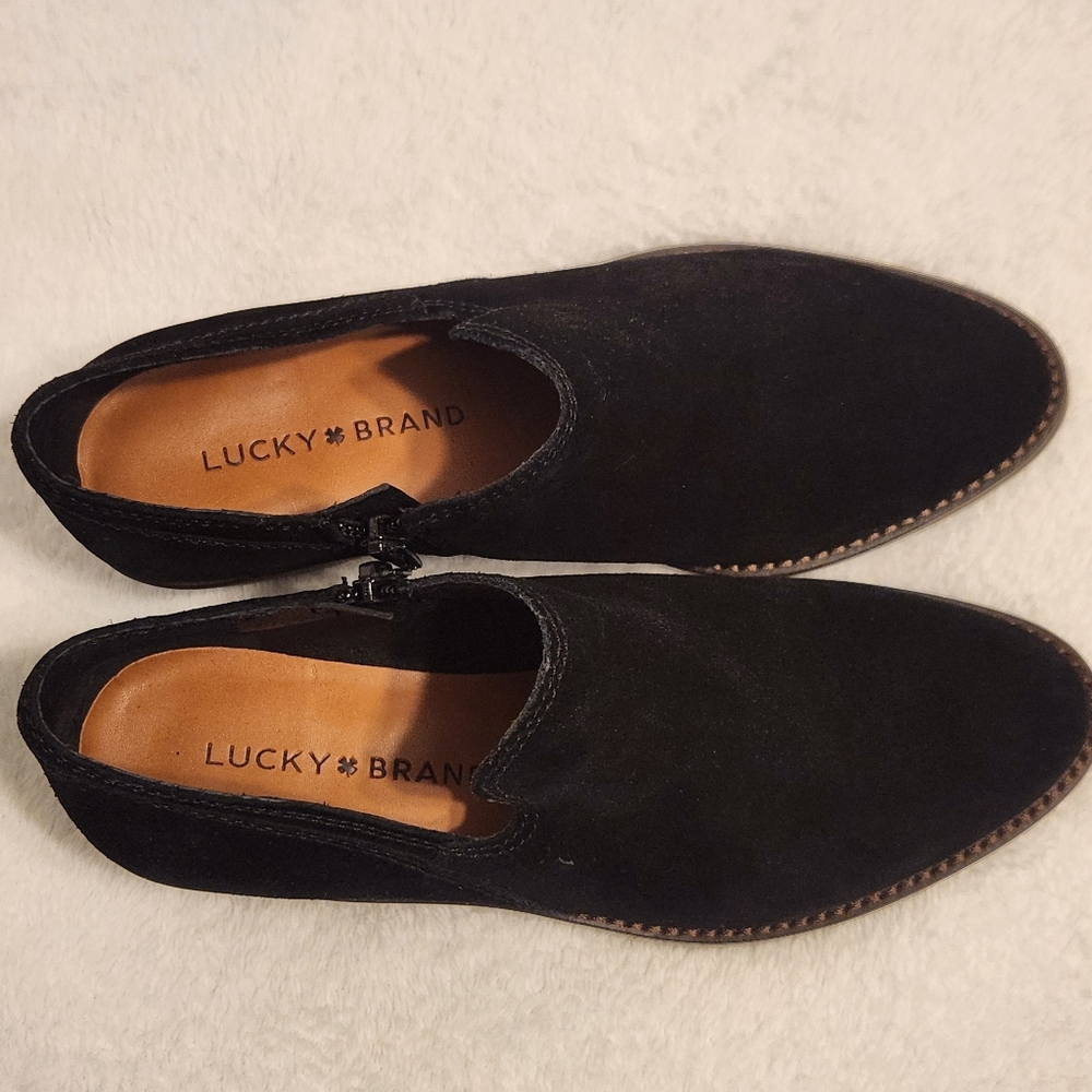 🍀Lucky Brand Feltyn Black Suede Booties Size 5.5 - Picture 6 of 12